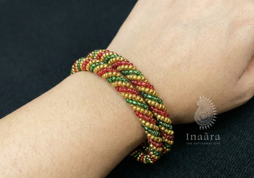 Beaded Bangles-Green/2pc