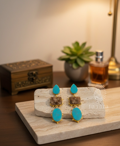 Turquoise Blue Dangle Gemstone Earrings