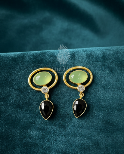 Black Onyx&Green Peridot Drop Dangle Earring