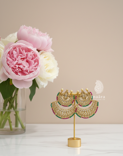 Jhumka Earrings w/Black&Peach Faux Pearls (copy)