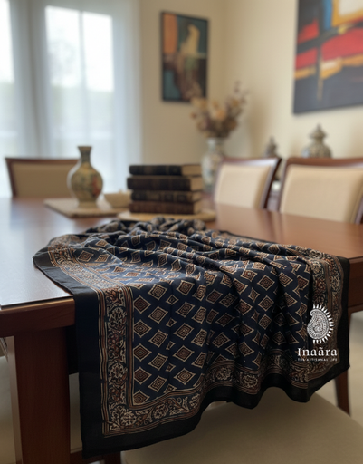 Modal Silk Ajrakh Dupatta- Blue