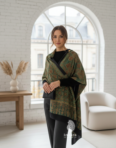 Ajrakh Dupatta-Green/Collage