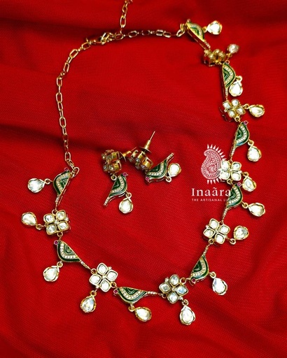 Kundan Menakari Bird Motif Necklace Set