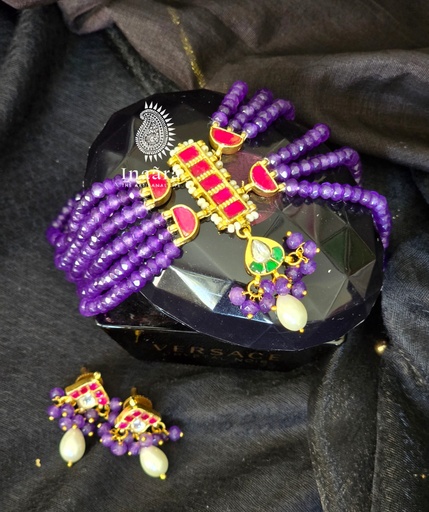 Kundan Choker Set - Purple