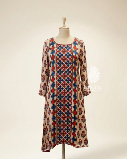 Modal Silk Ajrakh Kurta- Red 01