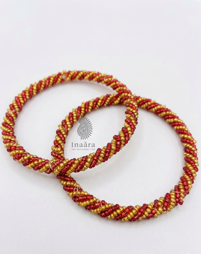 Beaded Bangles-Red/2pcs