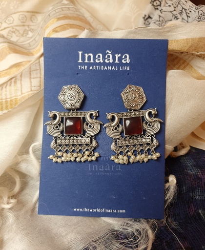 Silver-tone Peacock Earrings