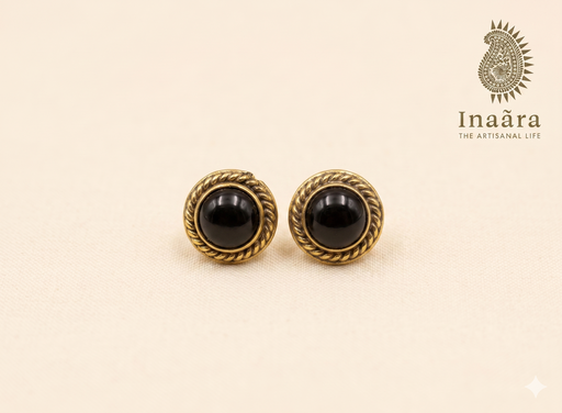 Silver tone hydro quartz studs-Black