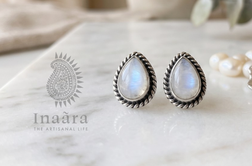 Silver tone hydro quartz studs-White