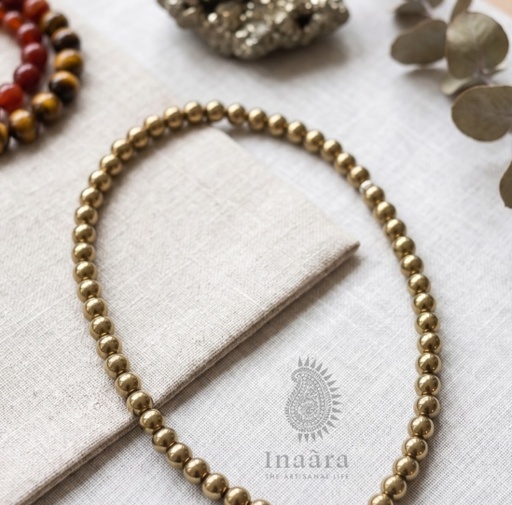 Handcrafted  Pyrite Beaded Toggle Necklace