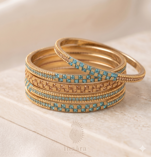 Stone Bangle Blue -Set of 4