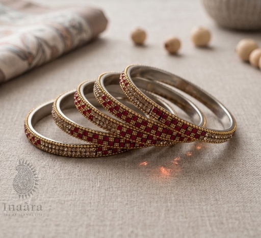 Stone Bangle Red -Set of 4