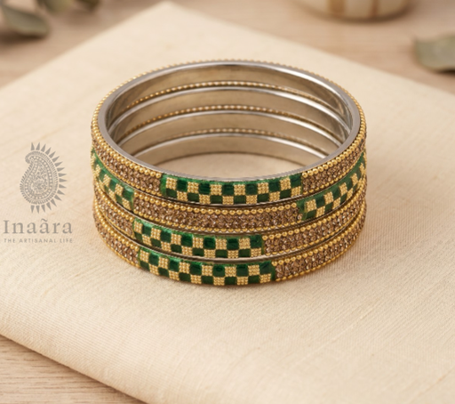 Stone Bangle Green -Set of 4