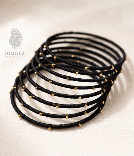 Thread bangle Black /12pcs