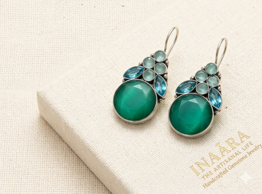Multi-Gem Earrings - Green