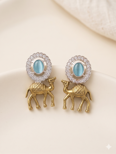 Camel Motif Earrings - Blue