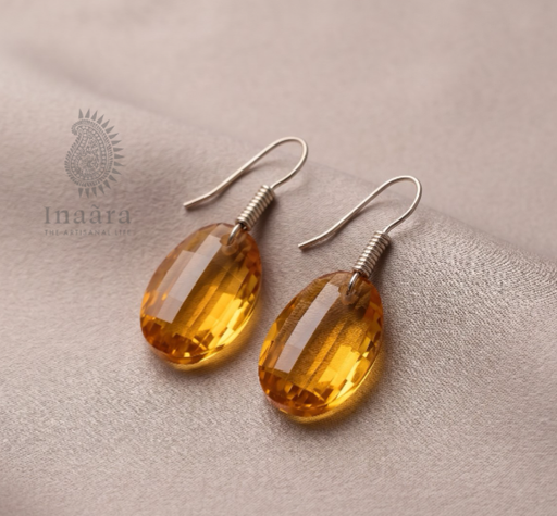 Faceted Glass Earring - Yellow