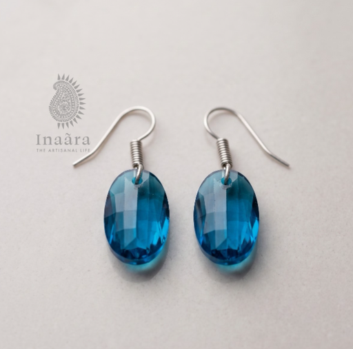Faceted Glass Earring - Blue
