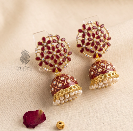 Jhumka Earring-Maroon