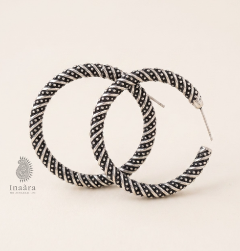 oxidized silver hoop earrings