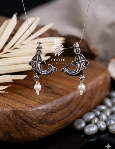 Tribal Fish Pearl Earrings