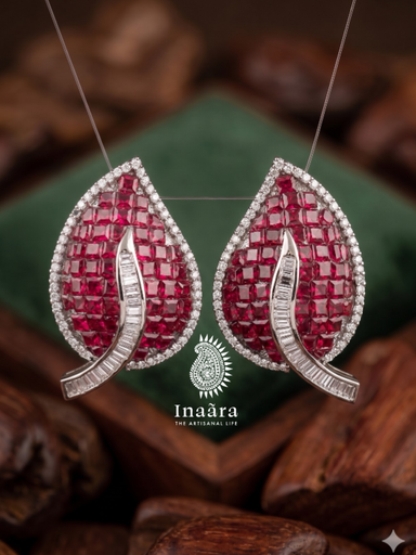 Ruby Leaves Earrings