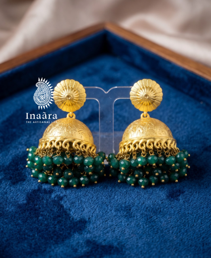 Meera Emerald Jhumkas Earrings
