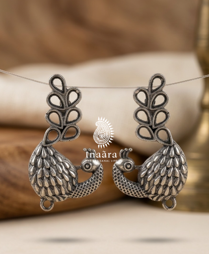 Handcrafted Oxidized Silver Swan Earrings