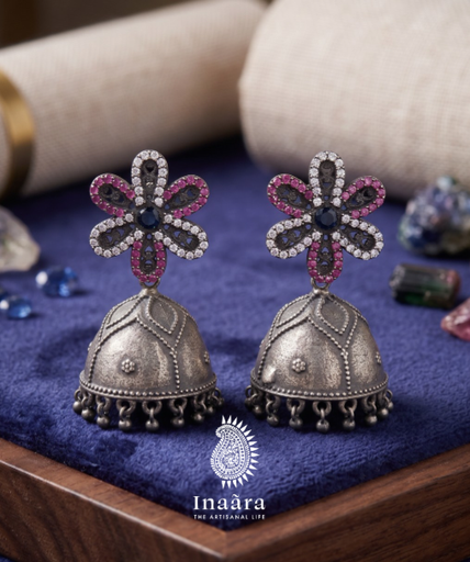 Antique Finishe Silver - Jhumka Dome