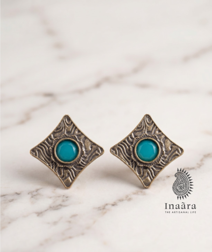 Oxidized Azure Diamond Studs