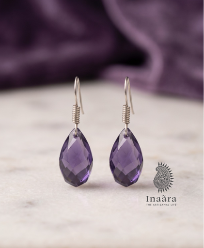 Amethyst Purple Glass Drop Earrings