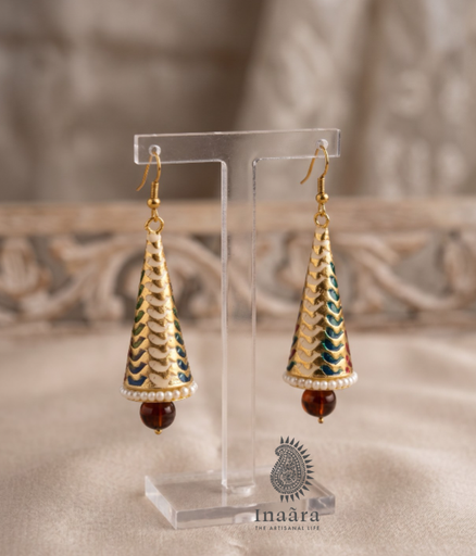 Artisan Enamel&pearl Dangle Jhumka Earrings