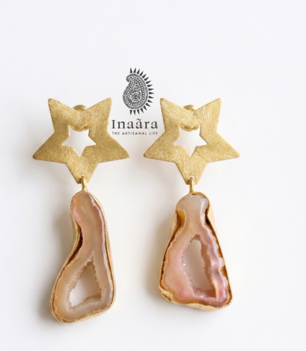Al Maha Raw Druzy Agate Earrings