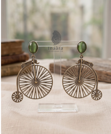 Antique Bronze Bicycle Wheel Earrings