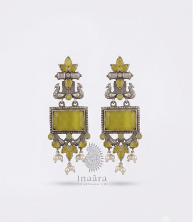 Oxidized Swan Motif Earrings