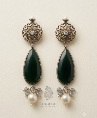 Moss Agate Teardrops Earrings