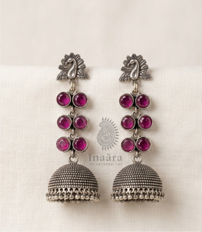 Silver Peacock Earrings