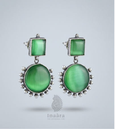 Oxidized & Olive Earrings
