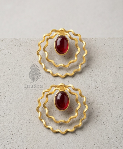 [earrings,jewellery,bindiya] Majestic Ruby Aura Earring