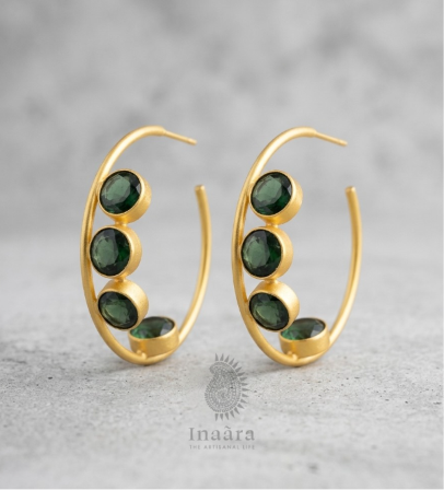 Emerald Orbit Hoops Earrings