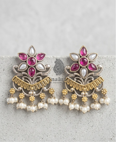 Pink Verdelite Jhumka Studs Earrings
