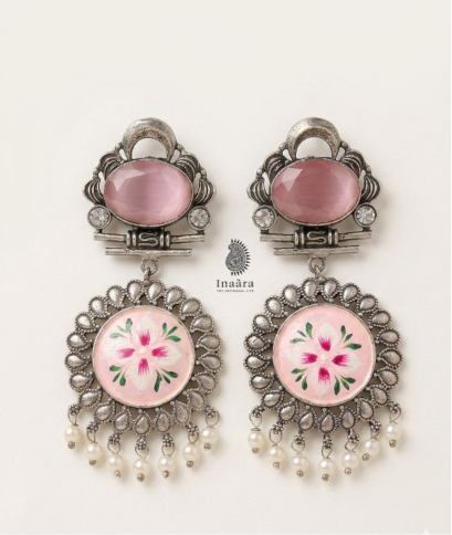 Rose Quartz & Blossom Statement Earrings
