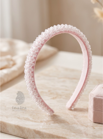 Handmade crystal beads hairband-Light Pink
