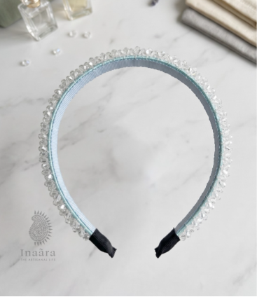Handmade crystal beads hairband-Light Blue 