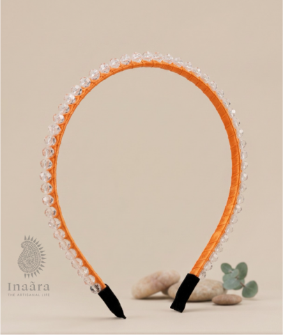 Handmade white crystal beads slim- Orange