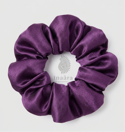 Silk Fabric Scrunchie- Large purple