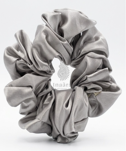 Silk Fabric Scrunchie- Large gray