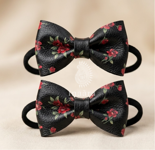 Black Floral Hair Tie -small