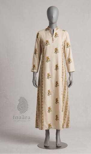 Gulbagh Block-Print Maxi - Cream 