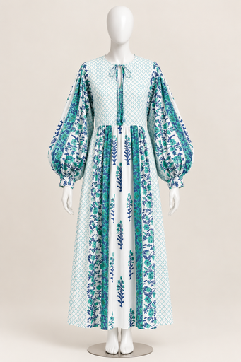 Zehra BloclPrinted Dress-Blue